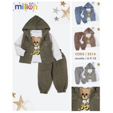 MILLION 3314 YELEKLI 3LÜ ERKEK TAKIM