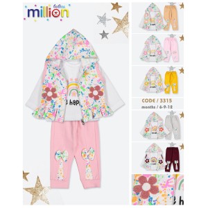 MILLION 3315 YELEKLI 3LÜ KIZ TAKIM