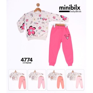 MINIBILX 4774 ÇIÇEKLI KIZ 2IP TAKIM 2-5 YAŞ