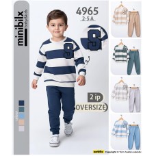 MINIBILX 4965 S ÇIZGILI ERKEK 2IP TAKIM 2-5 YAŞ