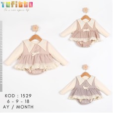 TUFITTO 1529 YAKALI KALPLİ BADİLİ ELBİSE