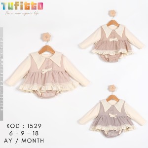 TUFITTO 1529 YAKALI KALPLİ BADİLİ ELBİSE